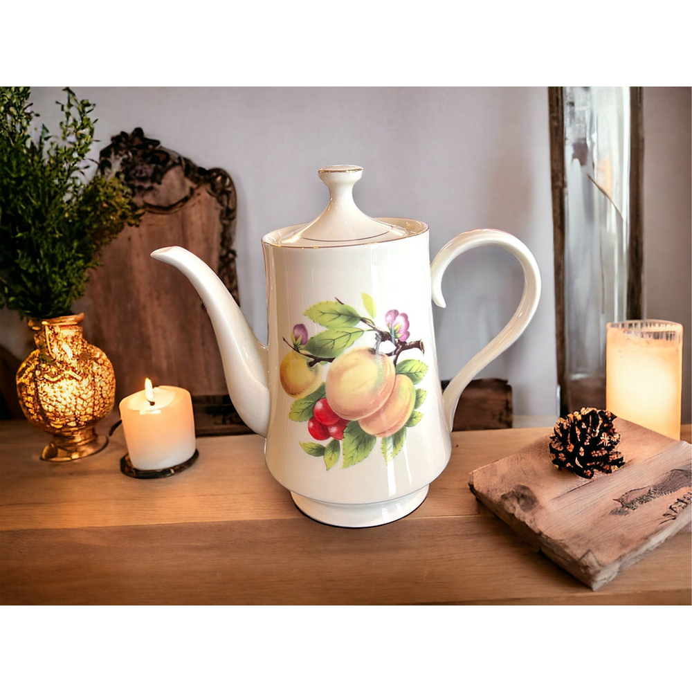1940's MCM Teapot by Formalities 40's Cream and Gold Vintage 40’s Baum Brothers - Picture 2 of 10